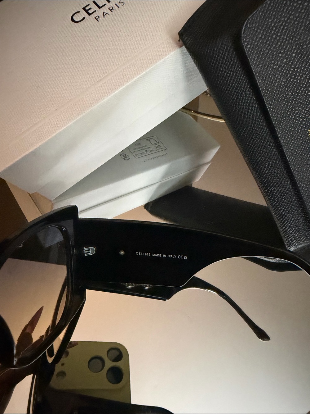 Celine Black Sunglasses with Crystal Double-C Logo Accent - Picture 7 of 8